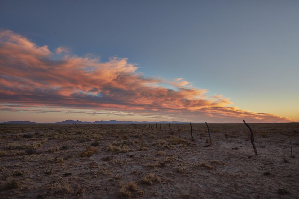 Landscape shot of a vast colorful sun set in New Mexico