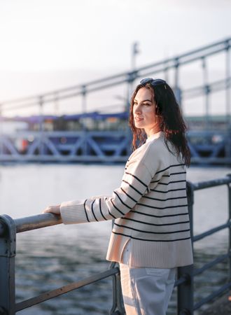 Woman enjoying view  on the waterfront