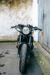 Front view of customized motorcycle