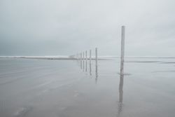 Sea waving near shore in evening