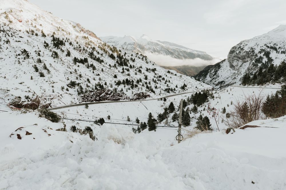 Wonderful view of hills in snow