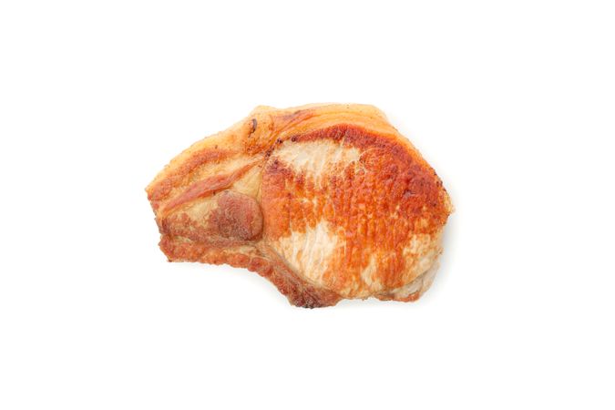 Fried pork steak isolated on blank background. Grilled food