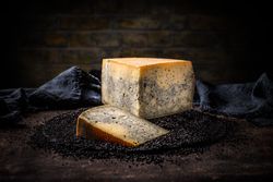 Slice from wheel of blue cheese