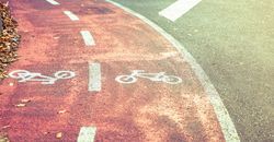 Curve of empty bike lane on street