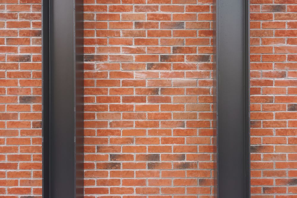 Steel structure and red brick wall texture