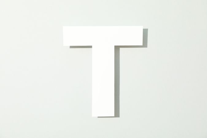 Letter T on blank background, space for text