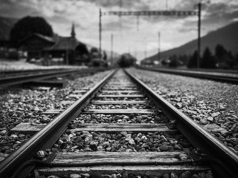 Railway line to Rougemont, b&w