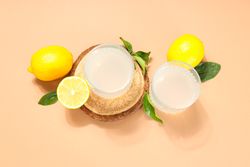 Concept of fresh summer drink - Limoncello cocktail