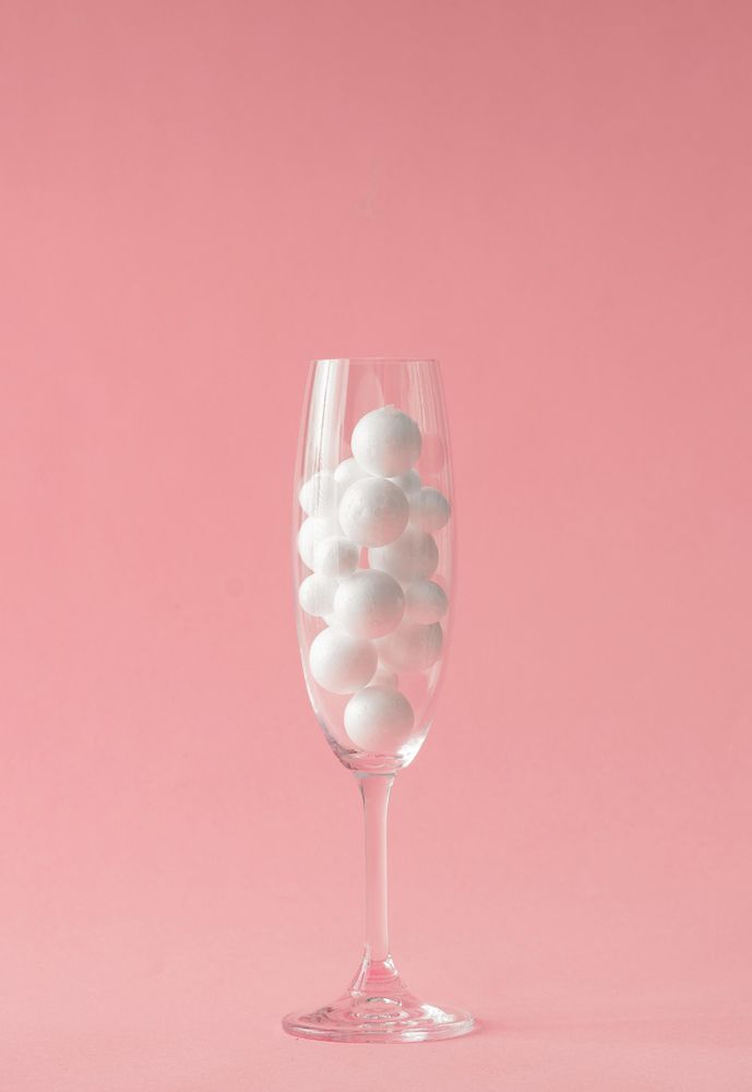 Champagne glass with light bubbles