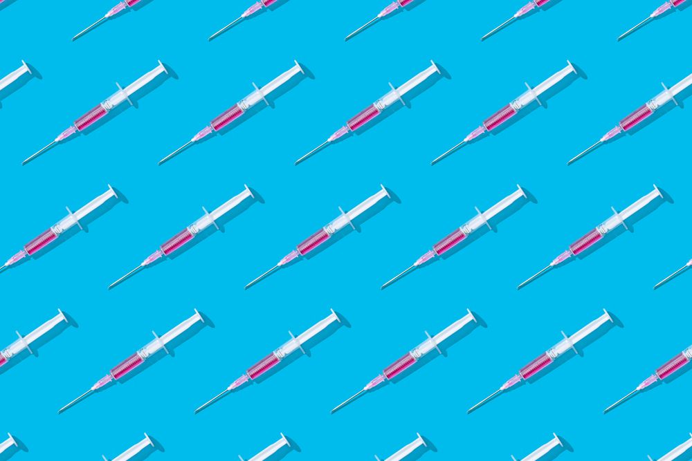 Pattern of syringes with blood in vial