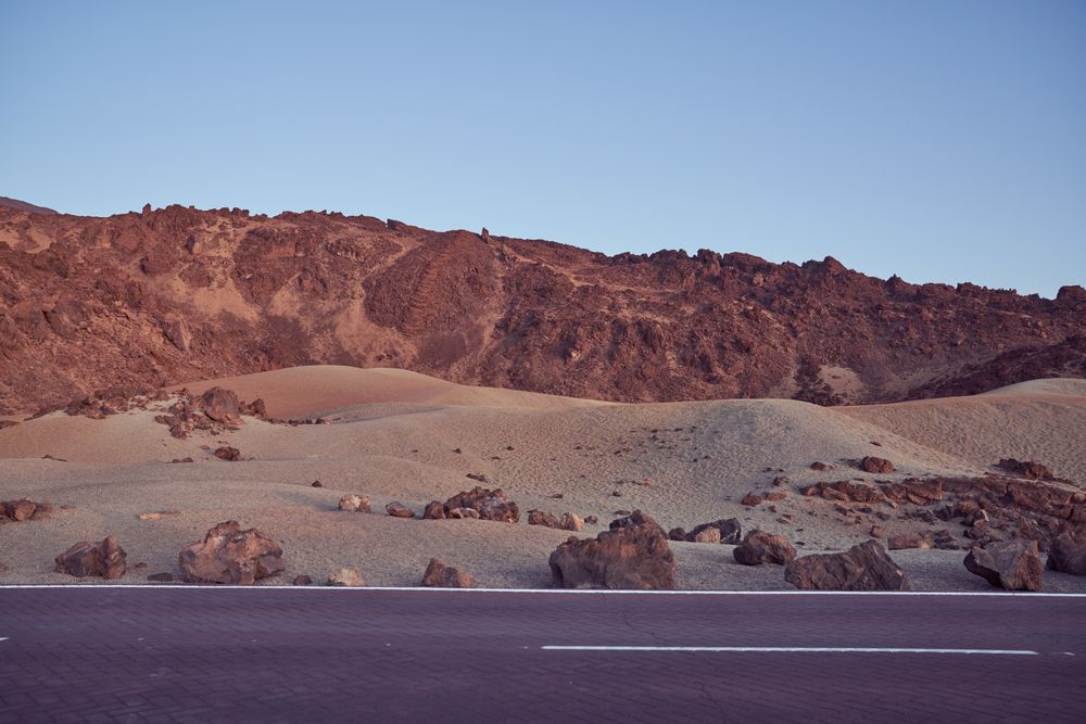 Road near mountain ridge in nature