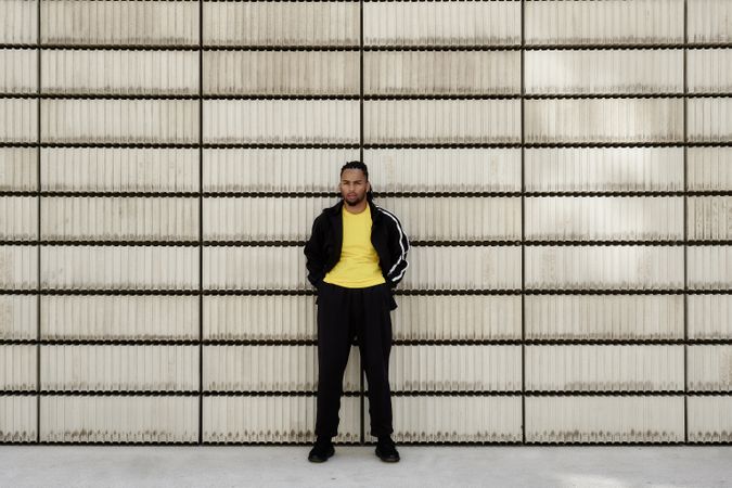 Black male near concrete blocks