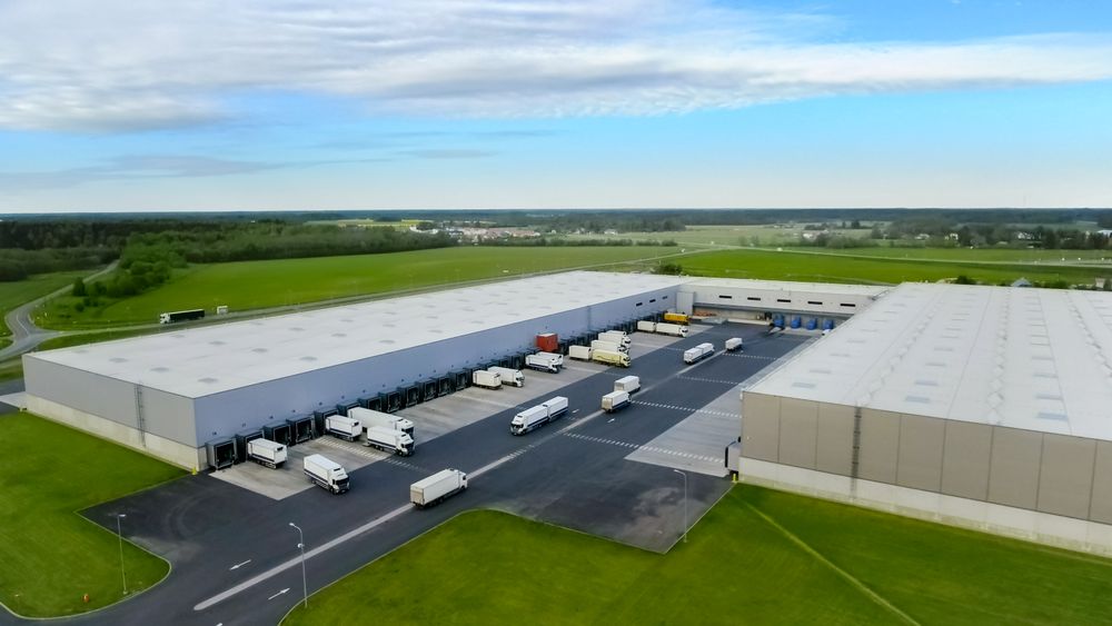 Aerial Shot of Industrial Warehouse