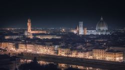 Glowing ancient city in night time