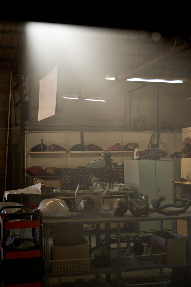 Interior of modern workshop with counter
