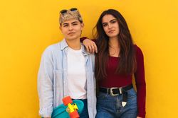 two women with skate portrait