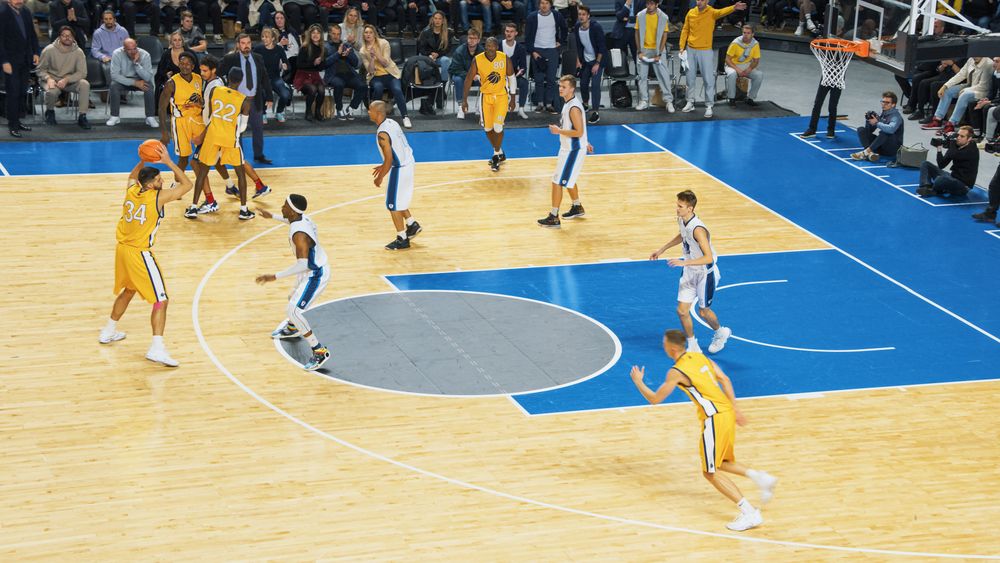 TV Broadcast Style Footage Of Basketball Championship in an Arena.