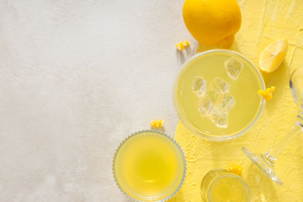 Concept of fresh summer drink - Limoncello cocktail