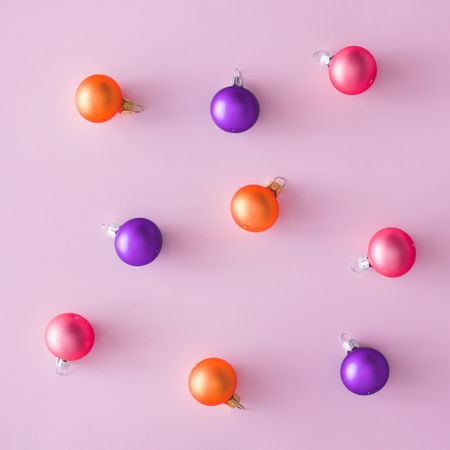 Creative layout made of colorful Christmas decoration