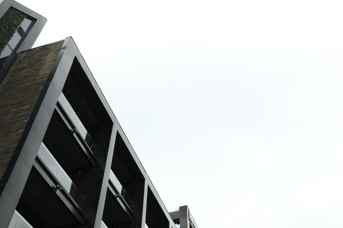 Hotel on light background, space for text