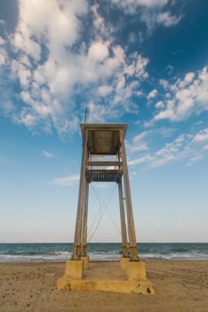 Observation tower at empty seashore