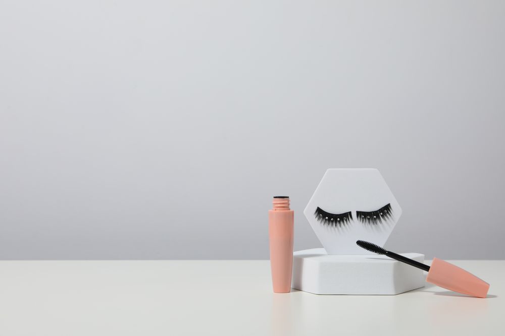 False eyelashes, concept of different makeup accessories