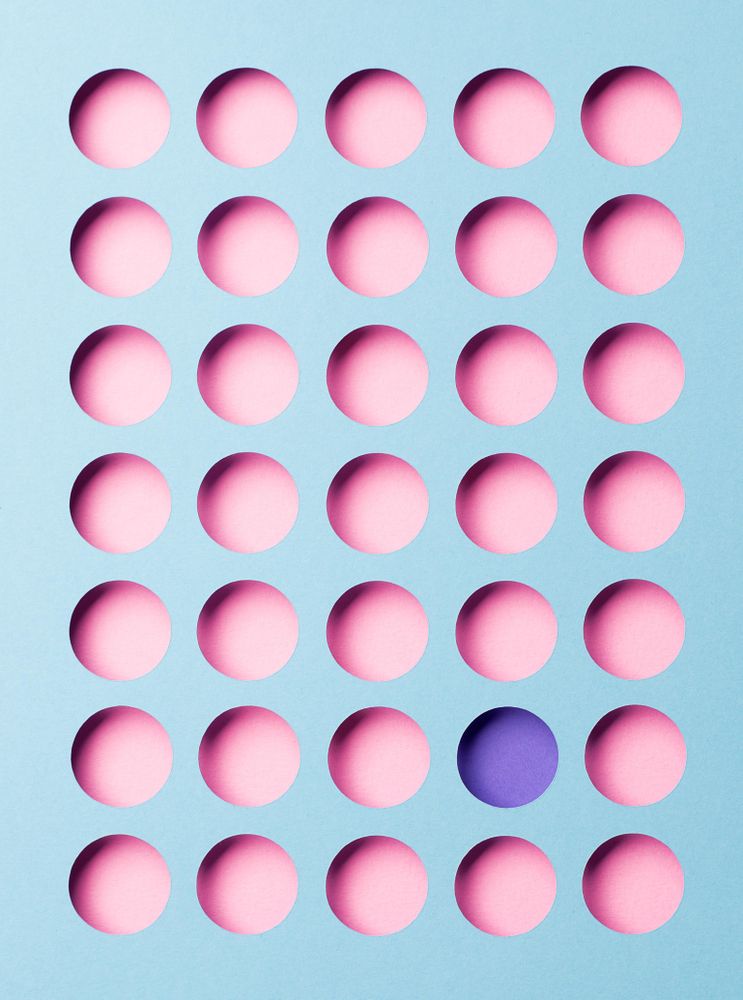 Circle pattern cut out with purple, pink and blue