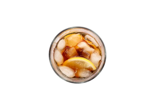 Glass of cold cola isolated on blank background