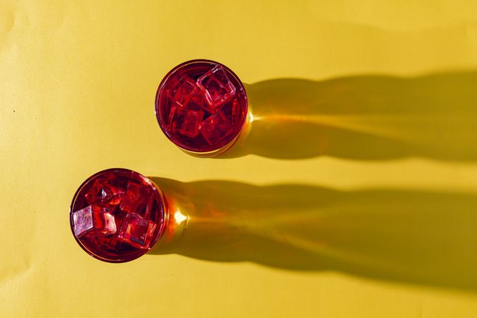 Glass with cold red beverage