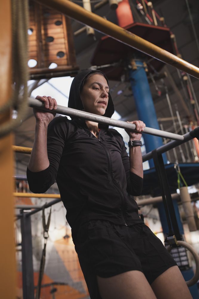 Athletic woman training in gym