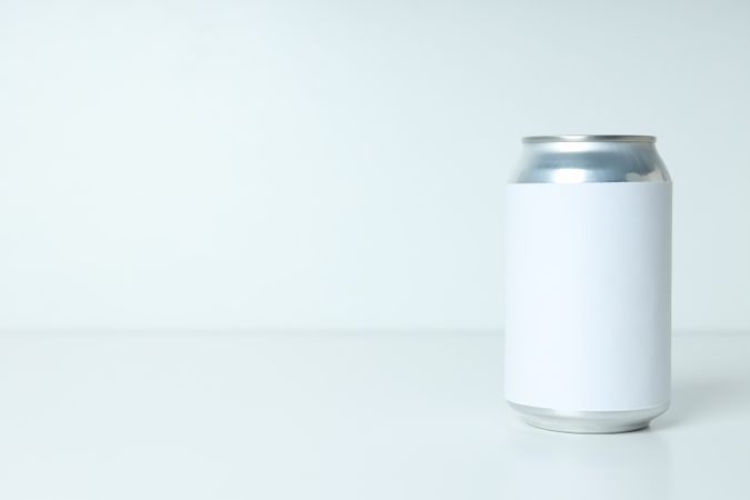 Concept of drink, blank can, space for text