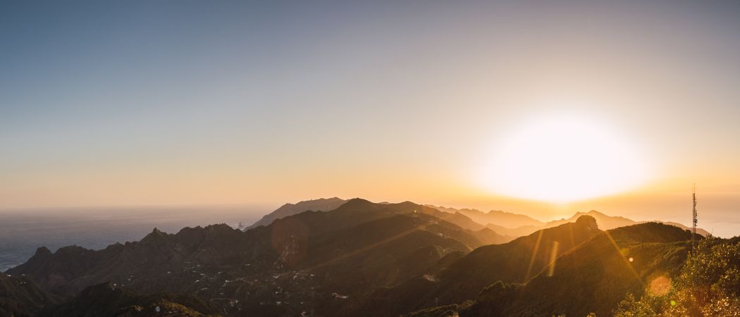 Beautiful bright sunset in mountains