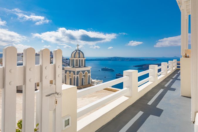 Landscape shot of iconic Santorini