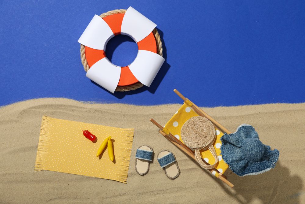 The concept of summer holidays, a place to rest on the beach.