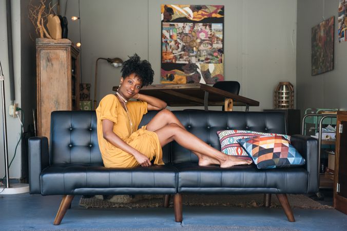 Young woman on couch