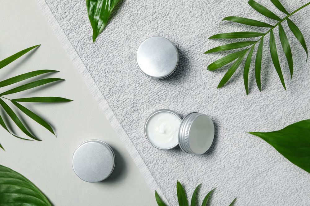 Concept of skin care, cream cosmetic, top view