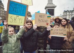 London, England, United Kingdom - March 5 2022: Young people at anti war protest in London 4ZpN90
