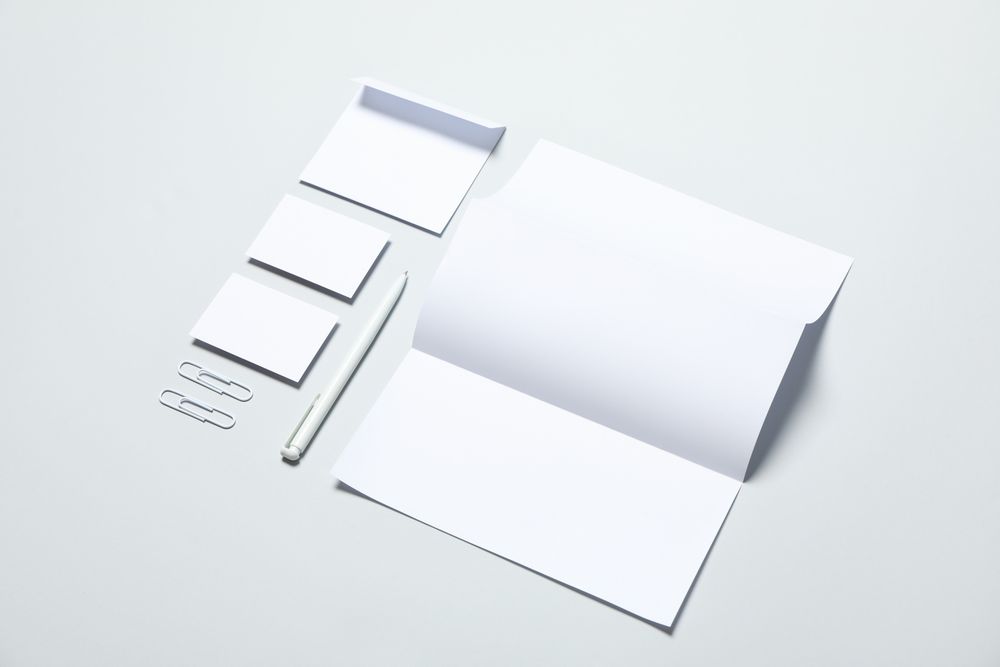 Mockup business brand template on light gray background, space for text