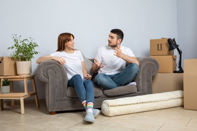 Concept of move with a happy young couple