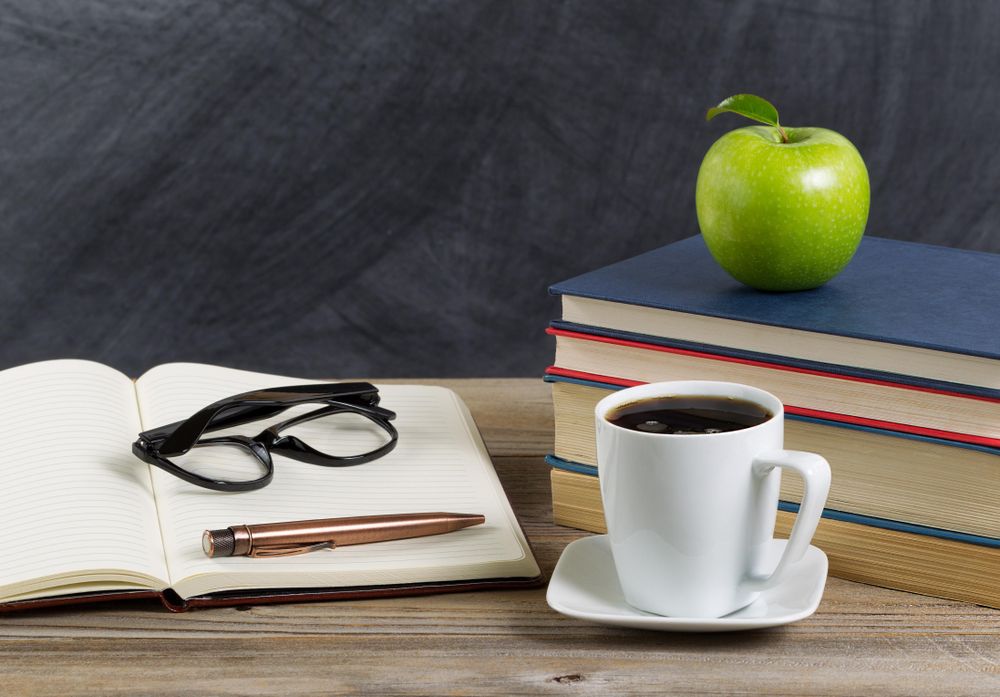 Desk for teacher in classroom