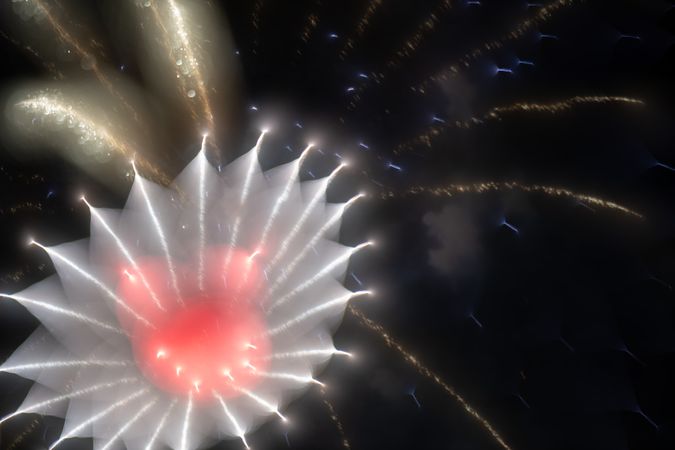 Bright fireworks on night sky