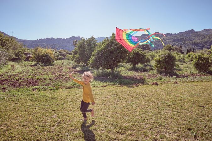 Boy playing with paper kite