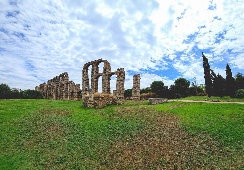 The Acueducto de los Milagros, Miraculous Aqueduct in Merida, Extremadura, Spain