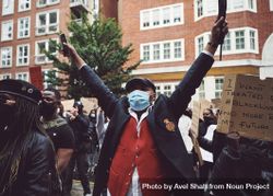 London, England, United Kingdom - June 6th, 2020: Man in blazer and face mask at protest 4d8ML4