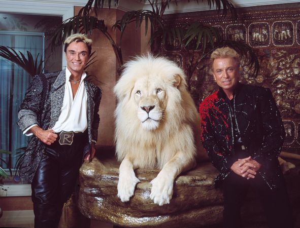 Illusionists Siegfried & Roy in their private apartment at the Mirage Hotel, Las Vegas, Nevada
