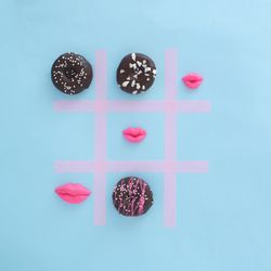 Tic-tac-toe of hearts, doughnuts, cookies & hearts