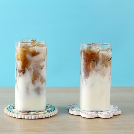 Two Glass of Iced Coffee Latte