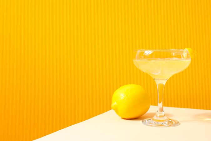 Concept of tasty drink, Limoncello, space for text