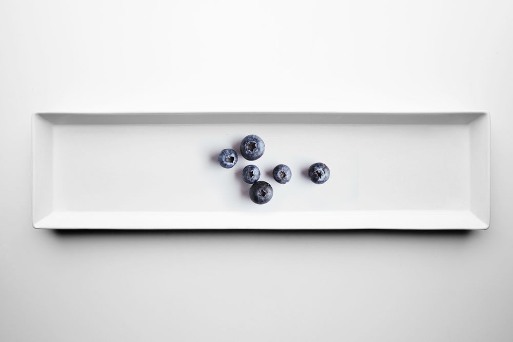 Blueberries on appetizer plate