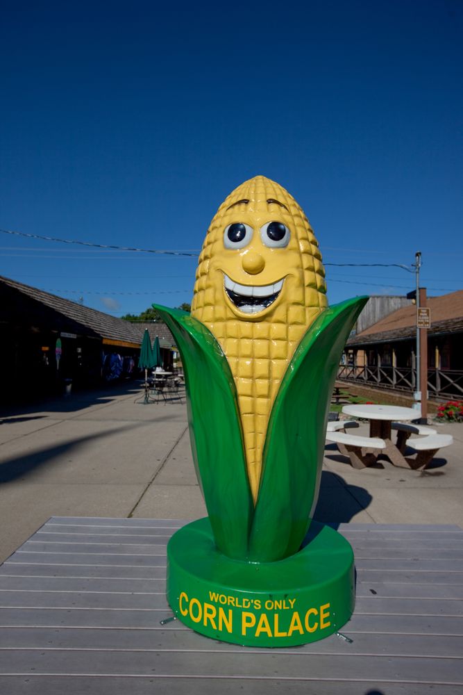 Smiling corn figure, Corn Palace, Mitchell, South Dakota
